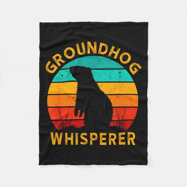 Cobertor De Velo Retro Groundhog Whisperer Groundhog Day Woodchuck  (Frente)