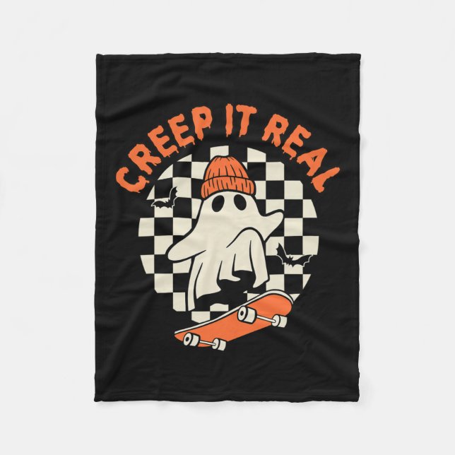 Cobertor De Velo Retro Halloween É Um Grande Ghost Boy Call Seaso (Frente)