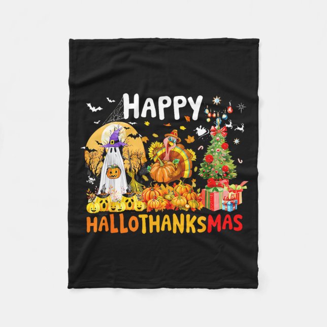 Cobertor De Velo Retro Halloween Thanksgiving Christmas Happy Hallo (Frente)