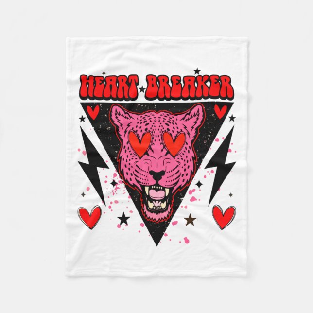 Cobertor De Velo Retro Heart Breaker Valentines Day Tiger Love  (Frente)