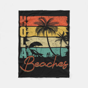 Cobertor De Velo Retro Hola Beaches Palm Trees Beach Sunset Tropica