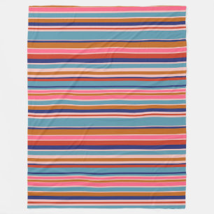 Cobertor De Velo Retro horizontal de faixas azuis-cor-de-rosa-terra