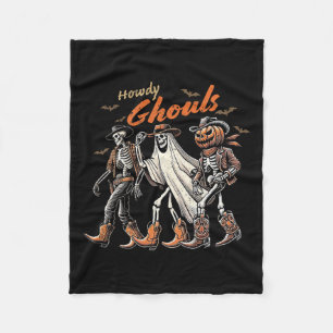 Cobertor De Velo Retro Howdy Ghouls Skeleton Cowboy Western Rodeo H
