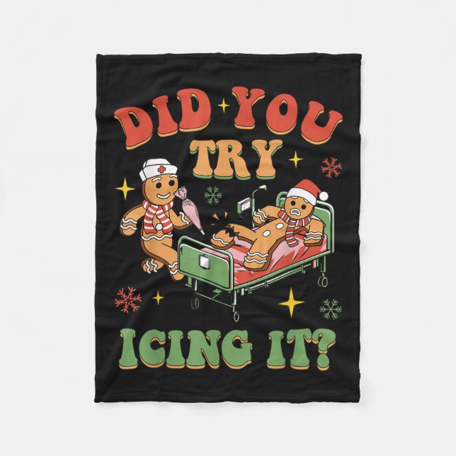 Cobertor De Velo Retro Icu Nurse Christmas Gingerbread Did You Try  (Frente)