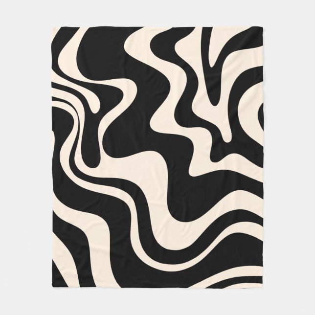 Cobertor De Velo Retro Liquid Swirl Abstract Pattern Black Cream (Frente)