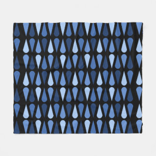 Cobertor De Velo Retro Midcentury Teardrops Black Blue