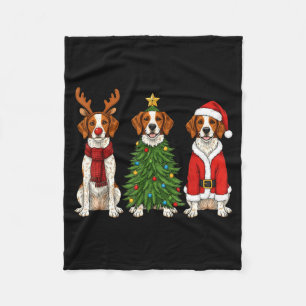 Cobertor De Velo Retro Natal Brittany Spaniel Papai Noel Rena Do