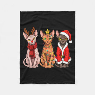 Cobertor De Velo Retro Natal Gato Sphynx Papai Noel Rena