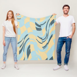 Cobertor De Velo Retro Ondulado Azul Bebê e Amarelo Manteiga Pastel