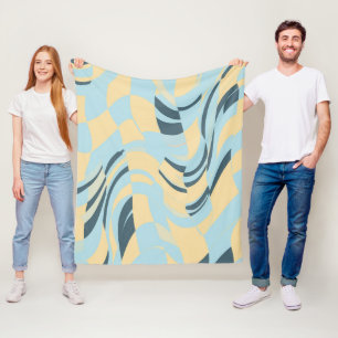 Cobertor De Velo Retro Ondulado Azul Bebê e Amarelo Manteiga Pastel