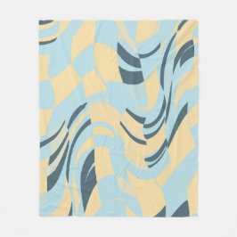 Cobertor De Velo Retro Ondulado Azul Bebê e Amarelo Manteiga Pastel
