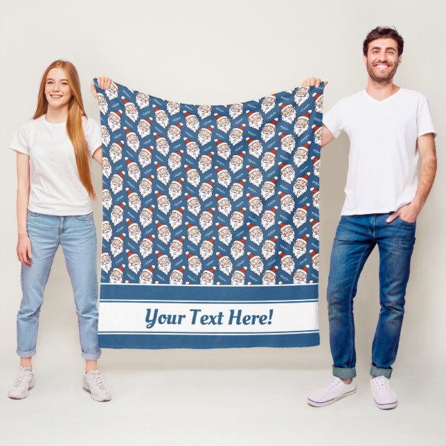 Cobertor De Velo Retro Papai Noel Vermelho Branco e Azul Natal (In Situ)