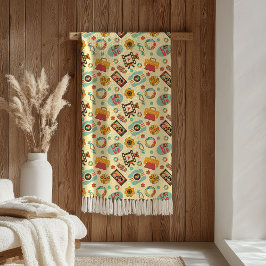 Cobertor De Velo Retro Pastel Lançamento Groovy 70s Acento Colorido