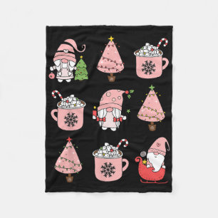 Cobertor De Velo Retro Pink Gnome de Natal Peppermint Iced Latte C