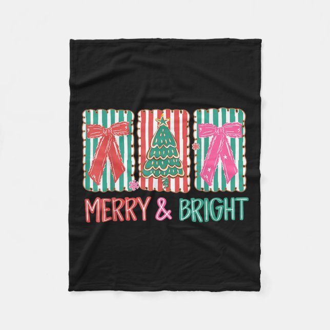 Cobertor De Velo Retro Preppy Merry And Bright Girly Coquette Chris (Frente)