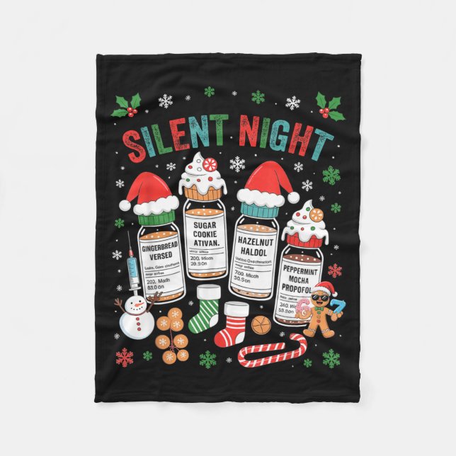Cobertor De Velo Retro Profol Silent Night Icu Nurses Funny Merry C (Frente)