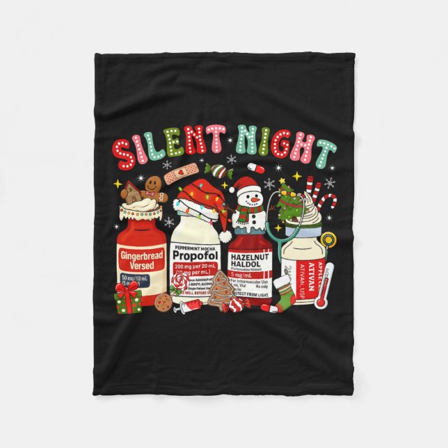 Cobertor De Velo Retro Profol Silent Night Icu Nurses Funny Merry C (Frente)