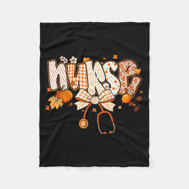 Cobertor De Velo Retro Pumpkin Nurse Life Stethoscope Fall Autumn F (Frente)