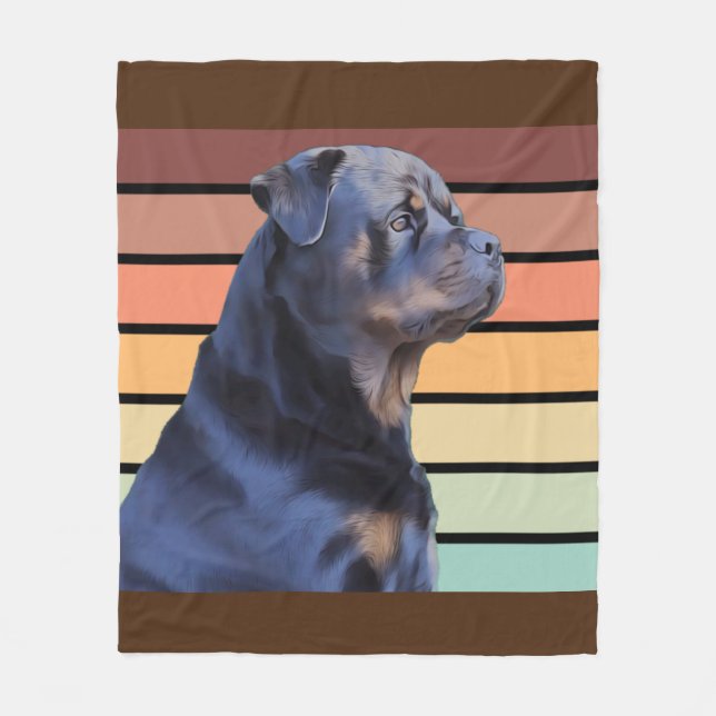 Cobertor De Velo Retro Rottweiler (Frente)