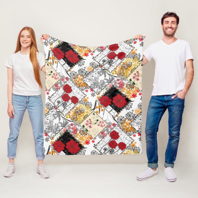 Cobertor De Velo Retro sem costura retro colagem de retalhos (In Situ)