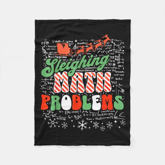 Cobertor De Velo Retro Sleighing Math Problems Santa Math Teacher C (Frente)