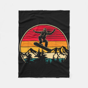 Cobertor De Velo Retro Snowboarder Sunset Design de inverno Neve Es