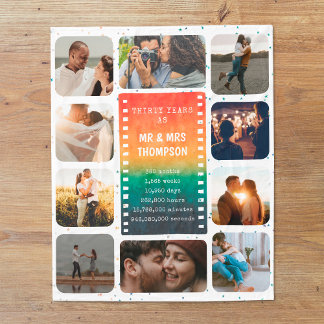 Cobertor De Velo Retro Sunset Photo Mr and Mrs 30th Anniversary