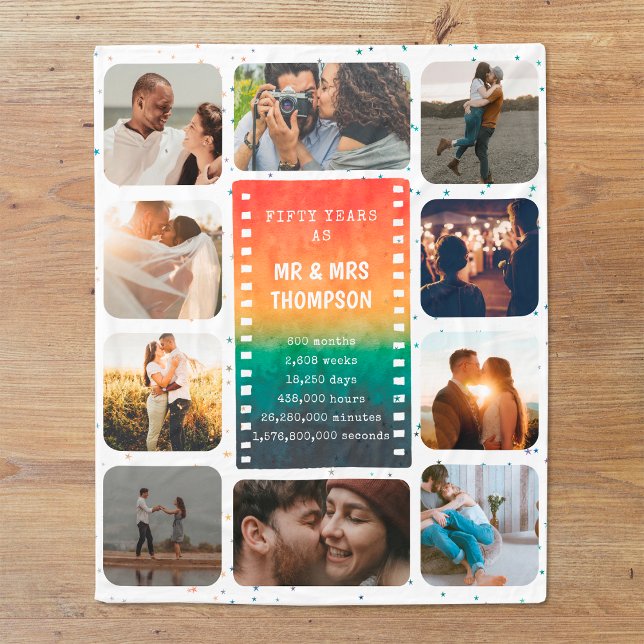 Cobertor De Velo Retro Sunset Photo Mr and Mrs 50th Anniversary (Criador carregado)