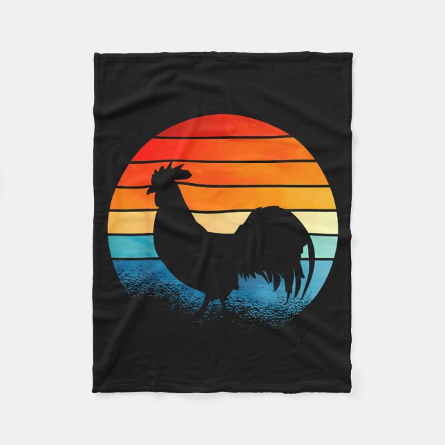 Cobertor De Velo Retro Sunset Rooster Chicken Lover  (Frente)