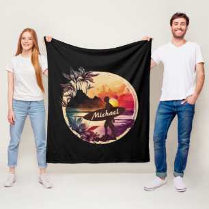 Cobertor De Velo Retro Surfer Sunset Beach