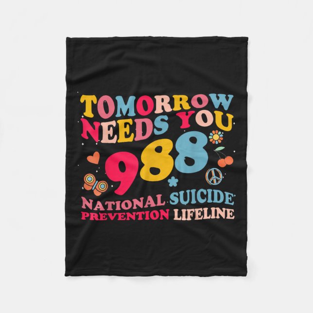 Cobertor De Velo Retro Tomorrow Needs You 988 Suicide Prevention  (Frente)