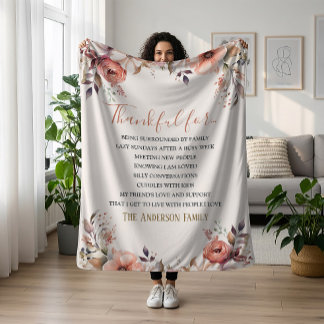 Cobertor De Velo Retro Watercolor Floral Thankful For Everthing