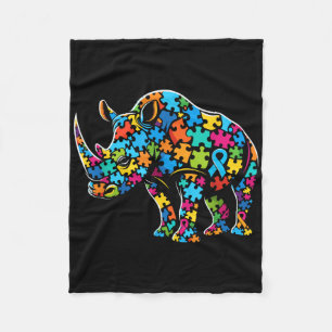Cobertor De Velo Rhino Quebra-cabeça Autismo Sensibilização Mulhere
