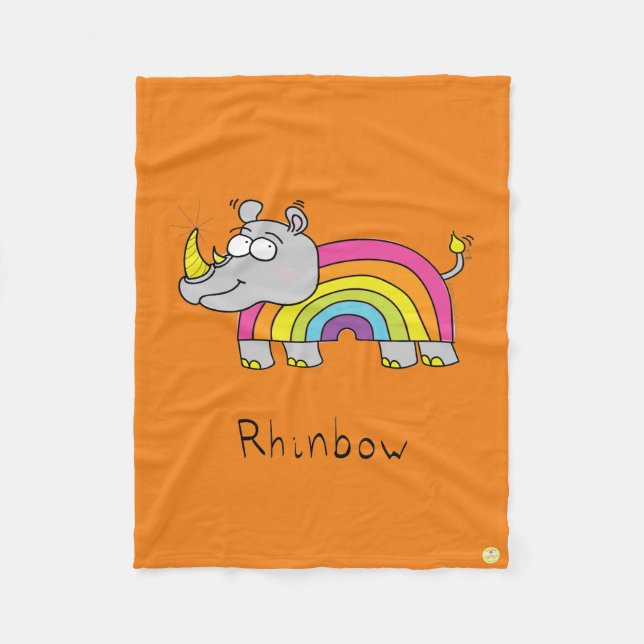 Cobertor De Velo Rhino Rainbow Cute Kids Rhinocerec (Frente)