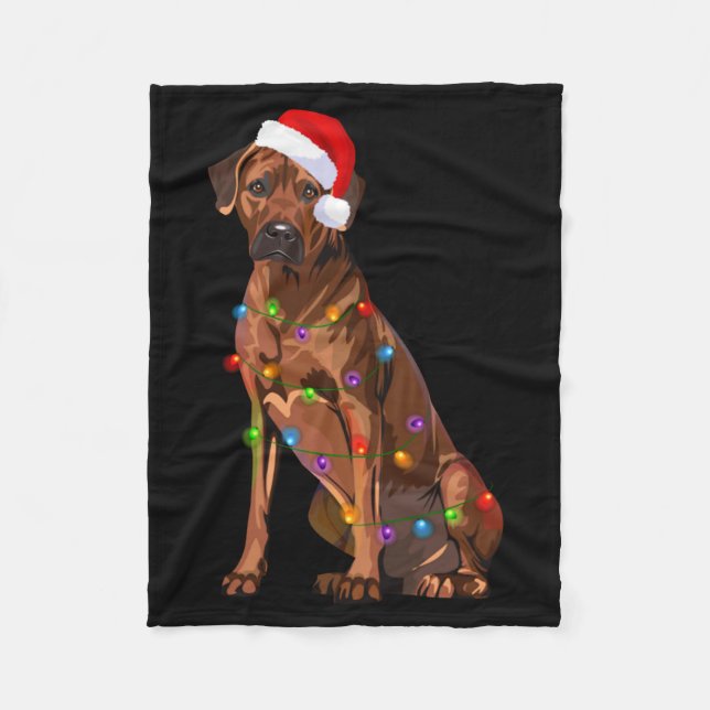 Cobertor De Velo Rhodesian Ridgeback Christmas Lights Xmas Dog Love (Frente)