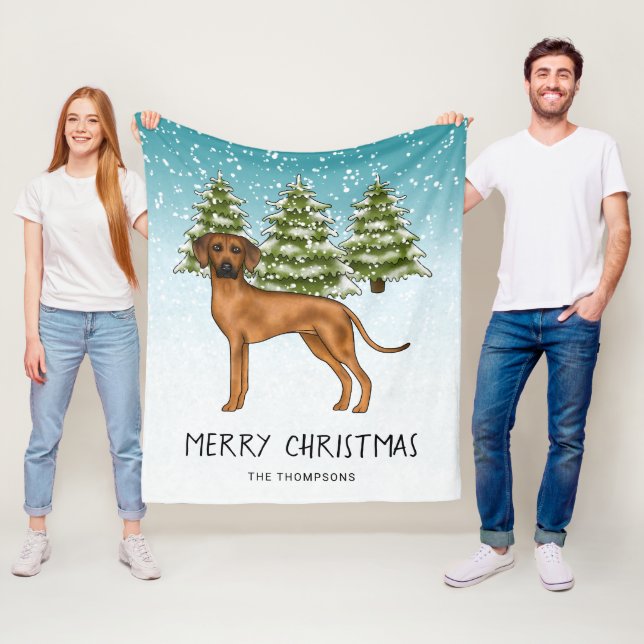 Cobertor De Velo Rhodesian Ridgeback Com Texto Floresta De Inverno  (In Situ)