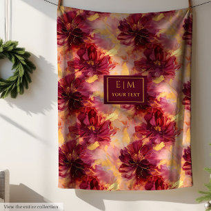 Cobertor De Velo Rico Blush Burgundy Dourado Projeção Personalizada