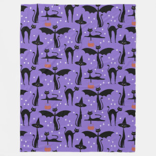 Cobertor De Velo Rico MCM Halloween Vestir Gatos Minimalistas Roxo
