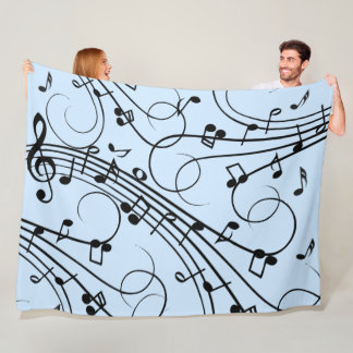 Cobertor De Velo Rico Music Notes Blue