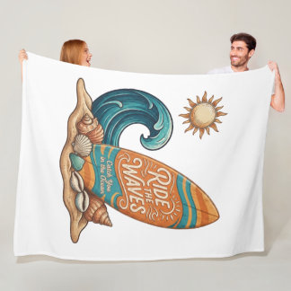 Cobertor De Velo Ride the Waves Surfboard Illustration - Tropical B