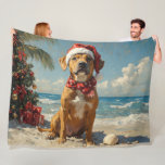 Cobertor De Velo Ridgeback Dog Christmas Vintage Beach<br><div class="desc">Traga o calor dos feriados para a costa com esta charmosa design inspirada na vintagem, que apresenta um cão festivo sentado numa praia serena. Com um clássico toque de feriado de tons nostálgicos e vibrações costeiras, esta trabalho de arte captura a magia do Natal pelo mar. Perfeito para espalhar alegria...</div>