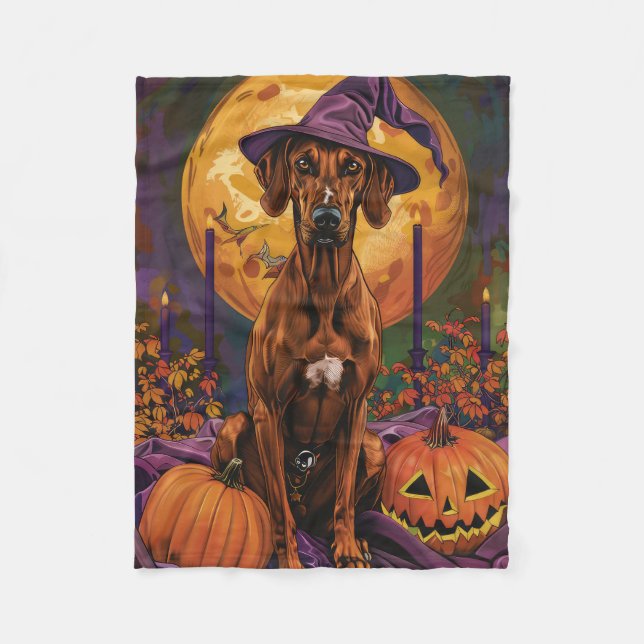 Cobertor De Velo Ridgeback Ridgeback Dog Halloween Bruxelles Pumpki (Frente)