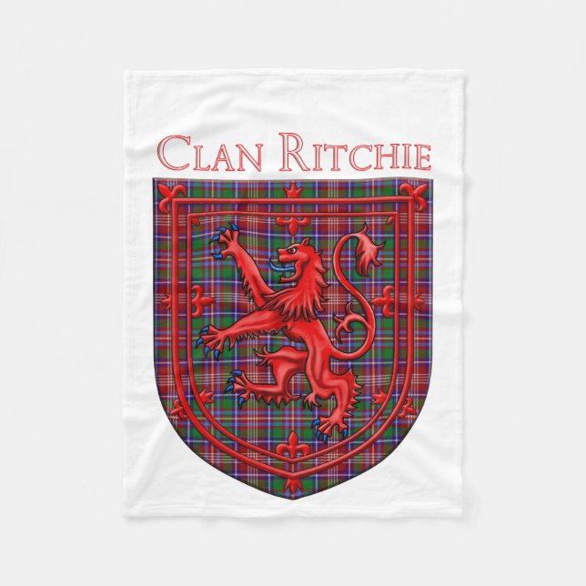 Cobertor De Velo Ritchie Tartan Scottish Plaid Lion Rampant (Frente)