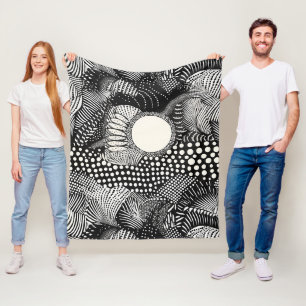 Cobertor De Velo Ritmo em Preto e Branco – Abstrato Monocromático 1