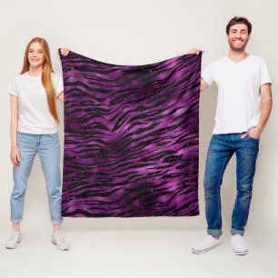 Cobertor De Velo Rixas de Tigre com Glitter Roxo e Preto Ombre Glam
