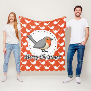 Cobertor De Velo Robin on Orange White Bird Pattern - Feliz Natal