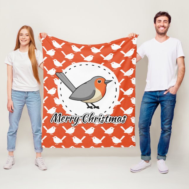 Cobertor De Velo Robin on Orange White Bird Pattern - Feliz Natal (In Situ)