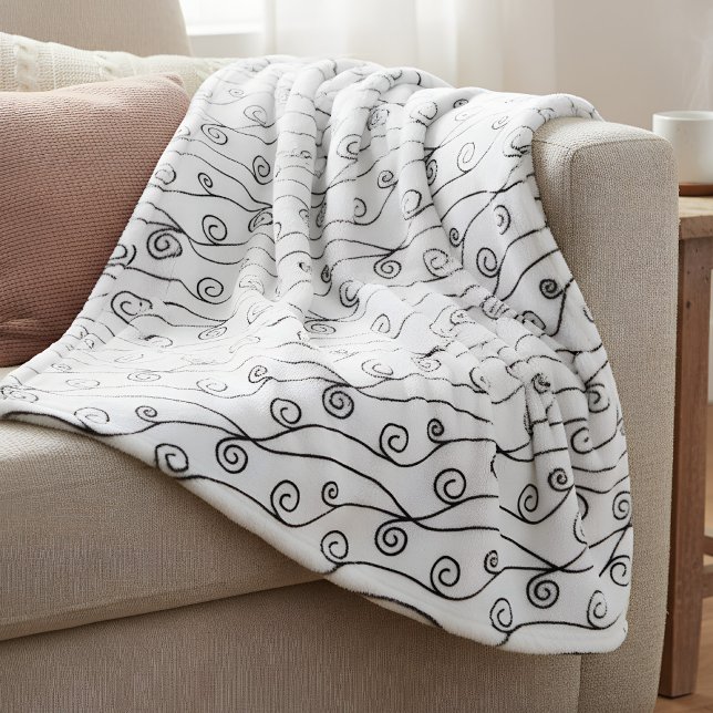 Cobertor De Velo Rochas brancas e pretas (fleece blanket in black and white with swirl pattern)