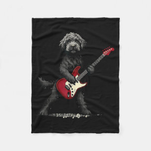 Cobertor De Velo Rochoso Divertido Cachorro Goldendoodle Tocando Mú
