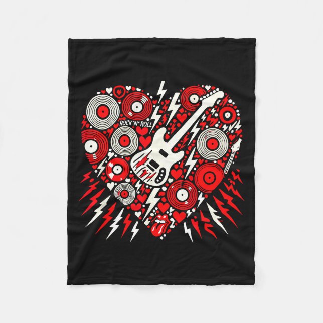 Cobertor De Velo Rock N Roll Music Heart Valentine Rock Music Women (Frente)